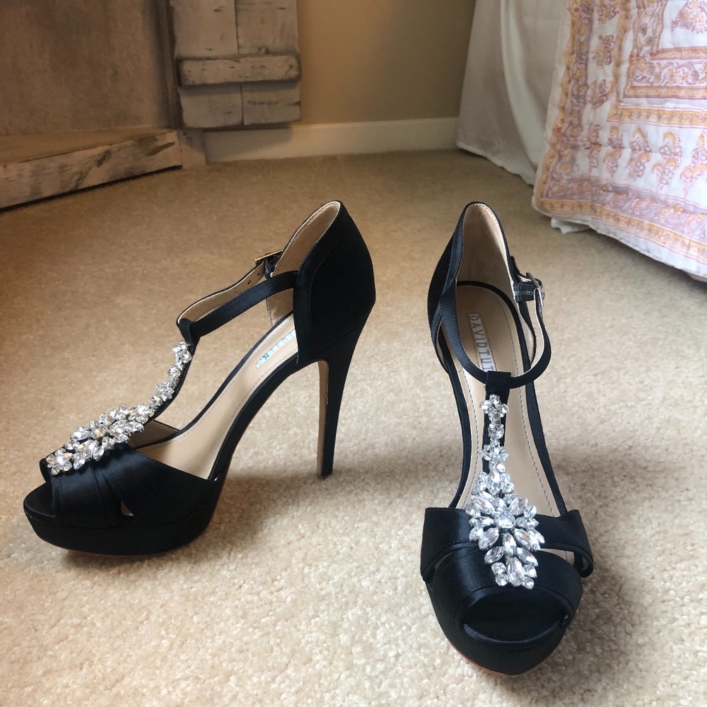 David Tutera Black Embellished Heels